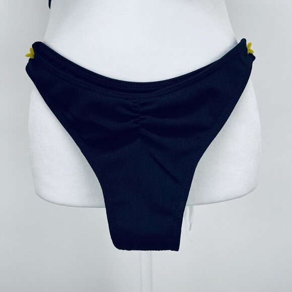 Zaful Bikini Size S Women’s Ruffle Swinsuit High Waist Side Tie Two Pieces Black - Picture 3 of 13